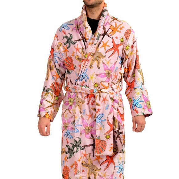 Versace Men's Multi-Color 100% Cotton Belted Bathrobe US XL IT 54 - Picture 1 of 5